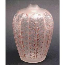 A Lalique pink stained clear and frosted...