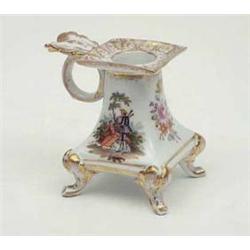 A Dresden chamberstick of square form with...