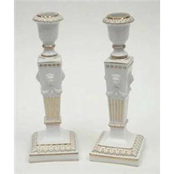 A pair of Royal Copenhagen parcel gilt blanc...