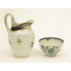 A Worcester blue and white teabowl with...