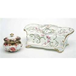 A Royal Crown Derby inkstand painted with...