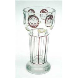 A Bohemian ruby and amber flashed vase with...