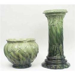 A Victorian green glazed earthenware spiral...