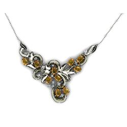 Genuine 4.74 ctw Citrine Necklace 16.5 inches 18k W/Y Gold