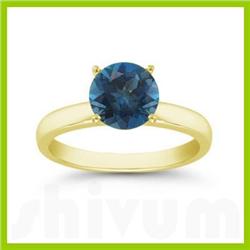 Genuine 1.25 ctw London Blue Topaz Solitaire Ring Gold-Yellow