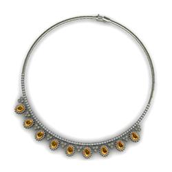 Genuine 14.14 ctw Citrine Necklace 16.5 inches 14k W/Y Gold