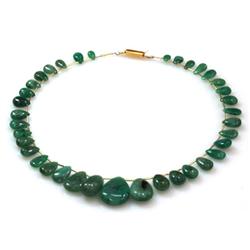 Natural Emeralds Smooth Teardrops Briolettes Graduated Stringing Necklace 160.20ctw with brass clasp
