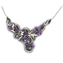 Genuine 4.74 ctw Amethyst Necklace 16.5 inches 18k W/Y Gold