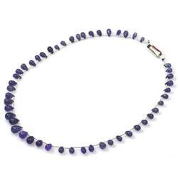 Natural Tanzanite Smooth Teardrop Beads Stringing Necklace Gemstones 74.00ctw with brass clasp