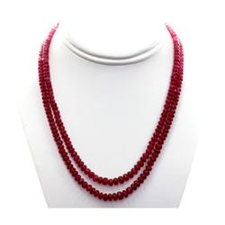 Natural Ruby Round  Beads Necklace w/brass clasp