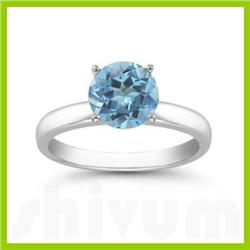 Genuine 2.0 ctw Blue Topaz Solitaire Ring 14kt Gold-White