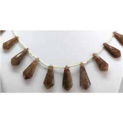 Natural Brown Quartz Gemstone Briolette Arrowhead Stringing Necklace 139.25ctw approximate with bras