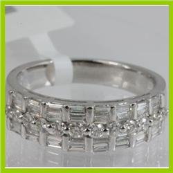 Genuine  1.00 ctw Baguette & Diamond Ring 18KT White Gold