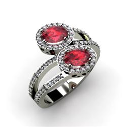Ruby 1.53 ctw & Diamond Ring 18kt W/Y  Gold