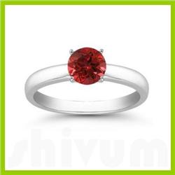 Genuine 1.0 ctw Ruby Solitaire Ring 14kt Gold-White