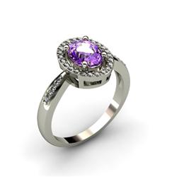 Amethyst 1.50 ctw & Diamond Ring 18kt W/Y  Gold