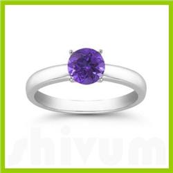 Genuine 0.40 ctw Tanzanite Solitaire Ring 14kt Gold-White