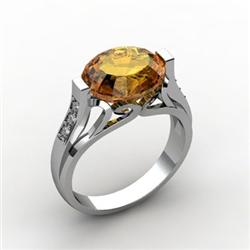 Genuine 4.29 ctw Citrine Ring 14kt White or Yellow Gold