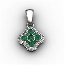 Genuine 0.52 ctw Emerald & Diamond Pendant 10kt W/Y Gold 10kt 2.5g