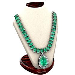 Genuine 43.54 ctw Emerald Necklace 18kt White or Yellow Gold approx. 38.5g