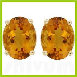 Genuine 1.25 ctw Oval Citrine Stud Earrings 14kt Gold-Yellow