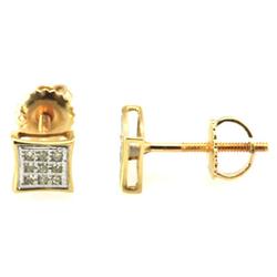 Genuine 0.06ctw Round Cut Diamond Invisible Type Earring 10k Yellow Gold Screw back, 0.63g