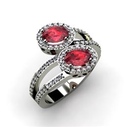 Ruby 1.53 ctw & Diamond Ring 14kt W/Y  Gold