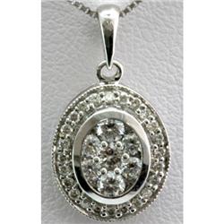 Genuine 0.53ctw Round Cut Diamond Oval Pendant 15k White Gold, 2.33g