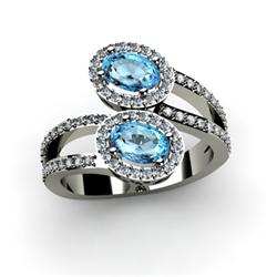 Topaz 1.47 ctw & Diamond Ring 18kt W/Y  Gold