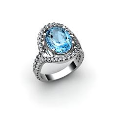 Topaz 5.63 ctw & Diamond Ring 18kt W/Y  Gold