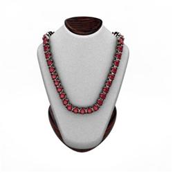 Ruby 24.48 ctw Round Necklace 18kt W/Y Gold