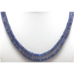 Natural 2Row Tanzanite Smooth Faceted Round Gradual Beads Necklace Gemstone 151.50ctw with brass cla