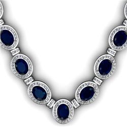 Certified 43.60 ctw Sapphire & Diamond Necklace 18kt W/Y Gold