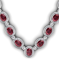 Certified 39.85 ctw Garnet & Diamond Necklace 18kt W/Y Gold