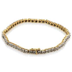 Genuine 1.00ctw Round Cut Diamond Tennis Bracelet 14k Yellow Gold, 9.17g