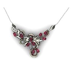 Genuine 5.74 ctw Garnet Necklace 16.5 inches 14k W/Y Gold