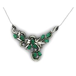 Genuine 5.44 ctw Emerald Necklace 16.5 inches 18k W/Y Gold