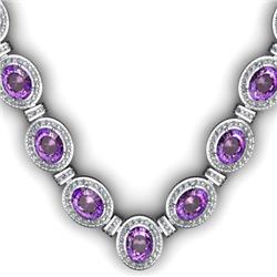 Certified 36.10 ctw Amethyst & Diamond Necklace 14kt W/Y Gold