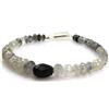 Image 1 : Natural Black Rutile Faceted Onion Shape Graduated Briolettes Bracelet with Faceted Onyx at the Cent