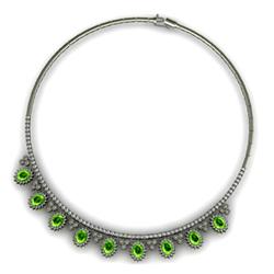Genuine 15.04 ctw Peridot Necklace 16.5 inches 18k W/Y Gold