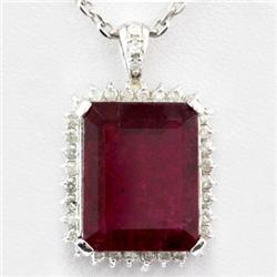 Genuine 12.78 ctw Rubellite & Diamond Pendant 14kt W/Y Gold 2.81g