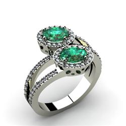 Emerald 1.37 ctw & Diamond Ring 14kt W/Y  Gold