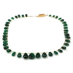 Natrual Emerald Smooth Teardrops Briolettes Graduated Stringing Necklace 88.30ctw with brass clasp