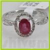 Image 1 : Genuine 1.35 ctw 18k Ruby & Diamond White Gold Ring