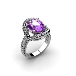Amethyst 4.33 ctw & Diamond Ring 18kt W/Y  Gold