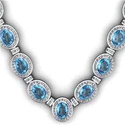 Certified 44.85 ctw Topaz & Diamond Necklace 14kt W/Y Gold