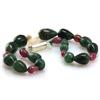 Image 1 : Natural Emerald, Ruby Teardrop Bracelet and Pearl 69.72ctw with brass clasp (Graduated)