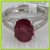 Image 1 : Genuine 4.58 ctw 18k Ruby & Diamond White Gold Ring