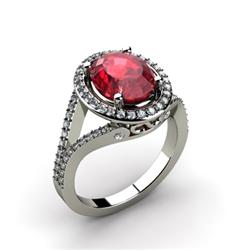 Ruby 3.73 ctw & Diamond Ring 18kt W/Y  Gold
