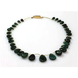 Natural Emeralds Smooth Teardrops Briolettes Graduated Stringing Necklace 122.70ctw with brass clasp
